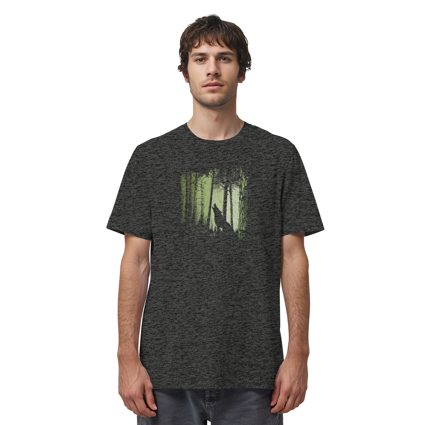 Einsamer Wolf im Zwielicht Wald  - Organic Shirt