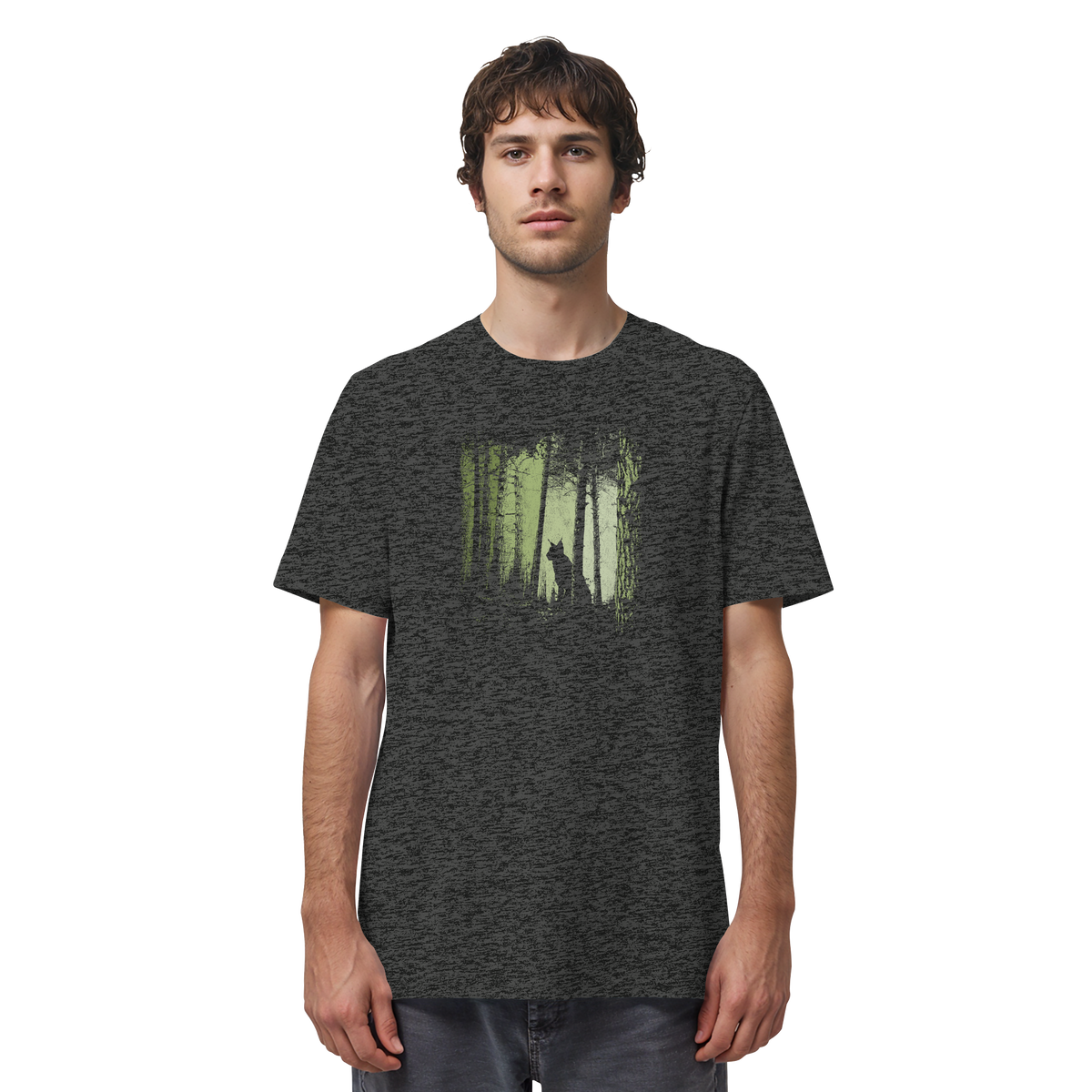 Luchs Wildkatze im Zwielicht Wald - Organic Shirt