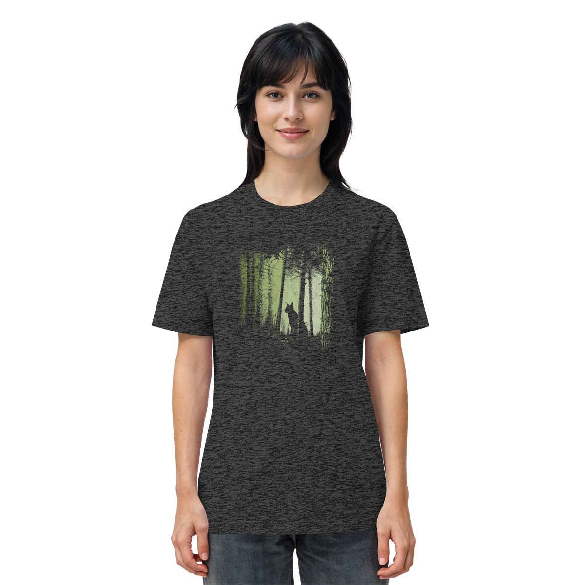 Luchs Wildkatze im Zwielicht Wald - Organic Shirt