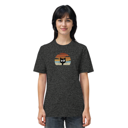 Retro schwarze Katze vor Sonnenuntergang - Organic Shirt