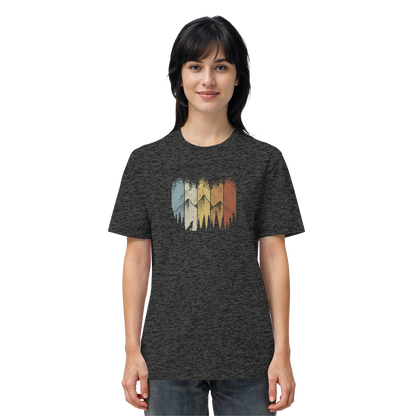 Retro Wald, Berge und Wolf  - Organic Shirt