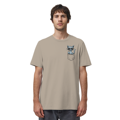 "Fuck Off" Mittelfinger Katze in der Tasche - Organic Shirt