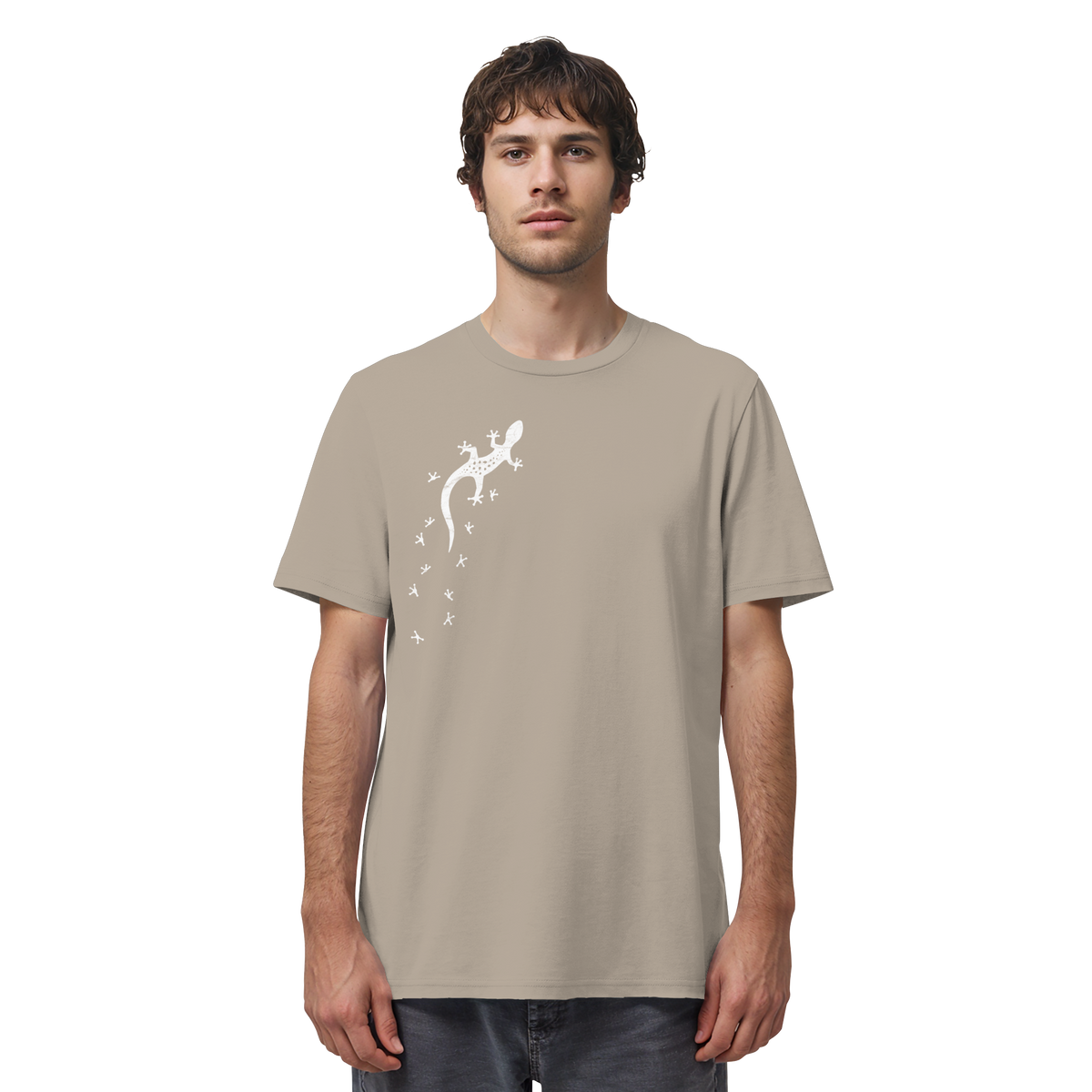 Gecko Eidechse Silhouette hell - Organic Shirt