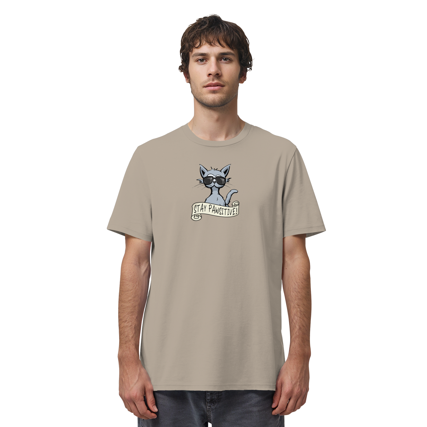 Stay Pawsitive Bleib lässig Hipster Katze - Organic Shirt