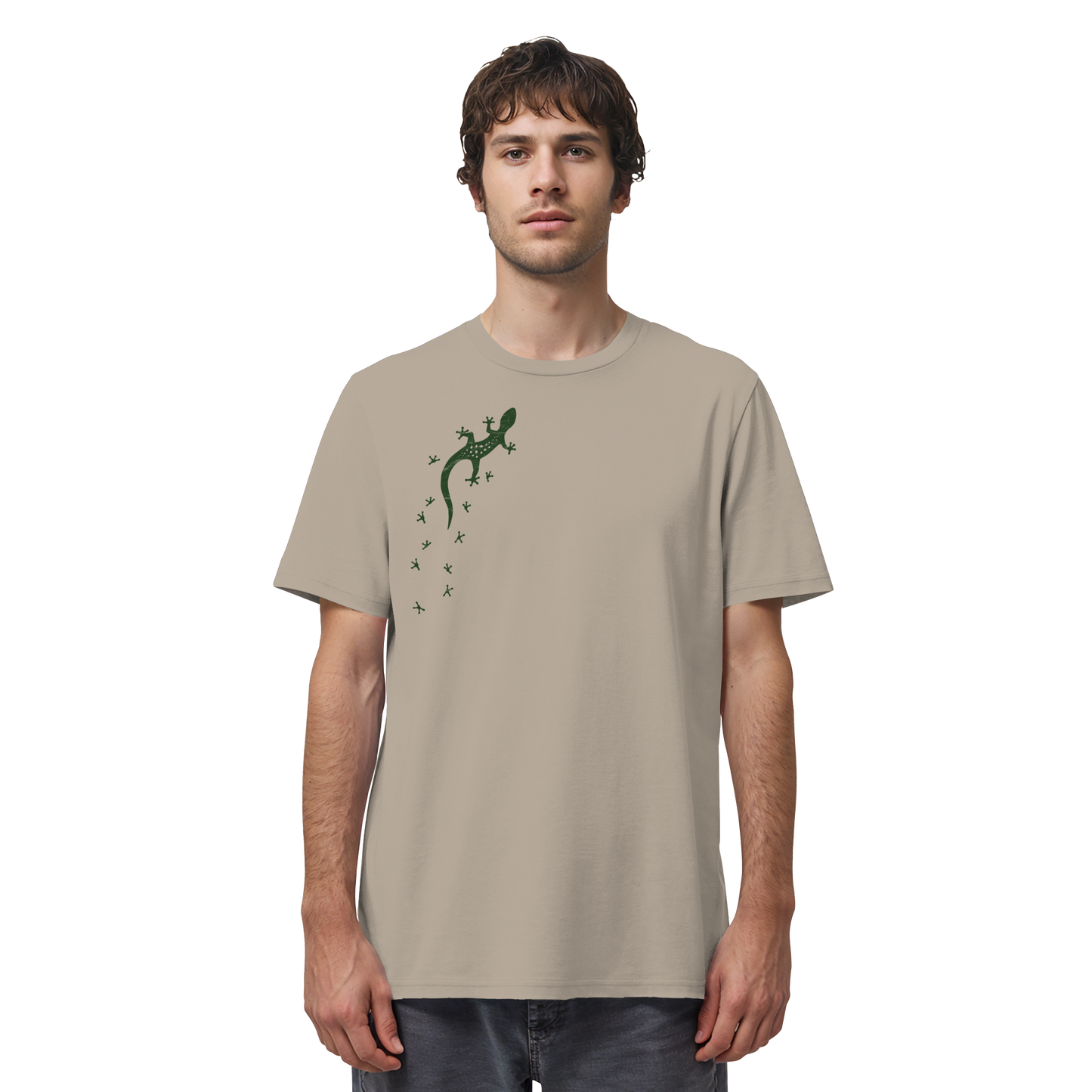 Gecko Eidechse Silhouette dunkel - Organic Shirt