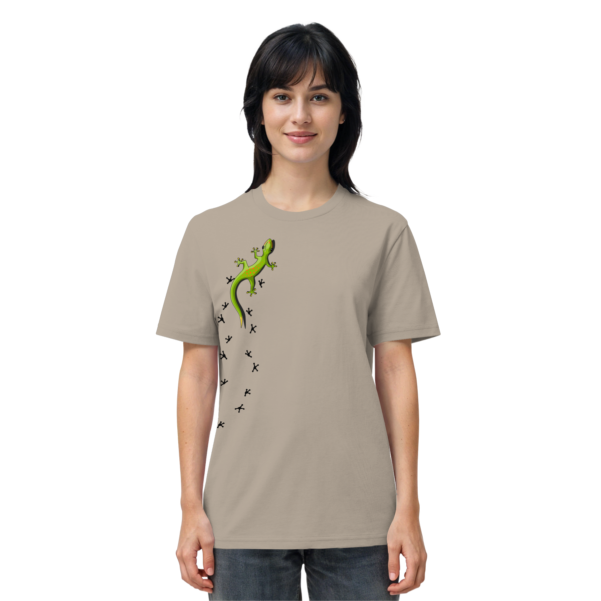 Kletternder Gecko mit Spuren - Organic Shirt