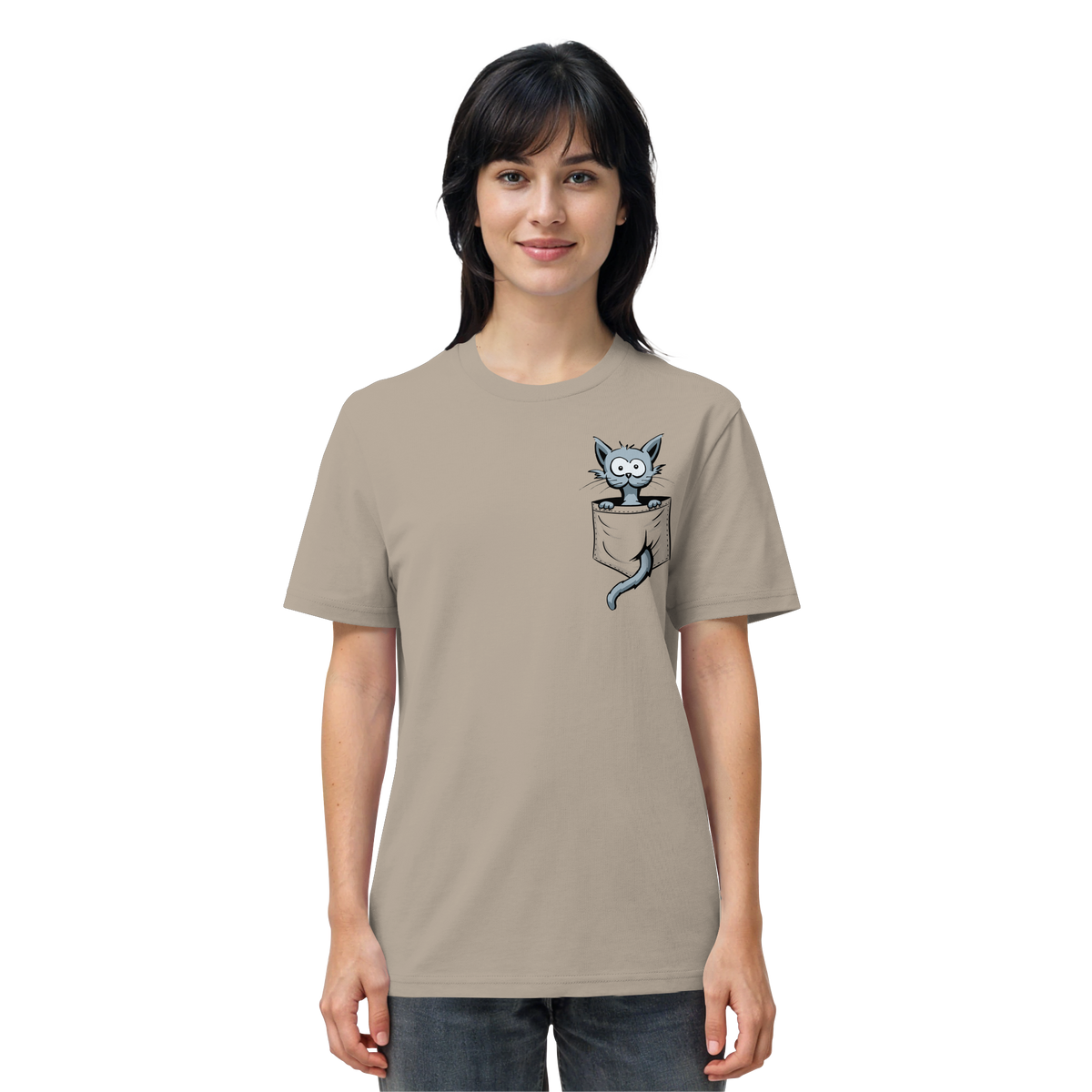 Verrückte Katze in Deiner Brust-Tasche - Organic Shirt