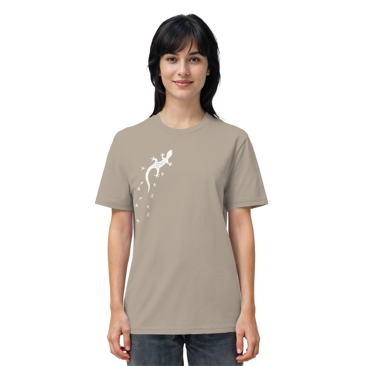 Gecko Eidechse Silhouette hell - Organic Shirt