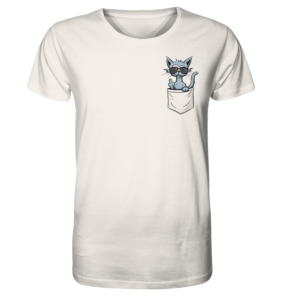 "Fuck Off" Mittelfinger Katze in der Tasche - Organic Shirt