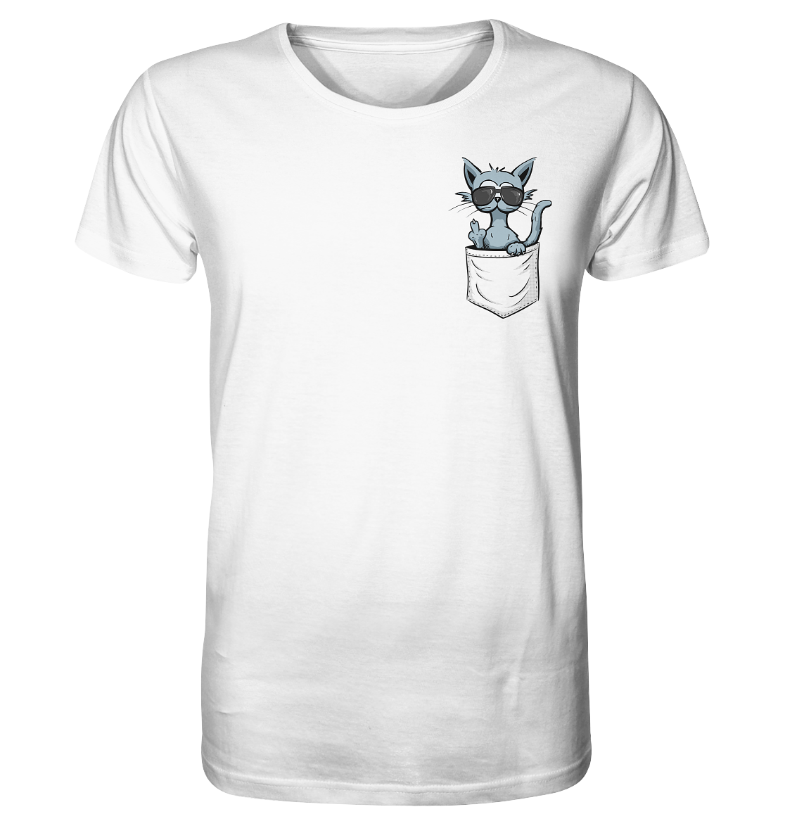 "Fuck Off" Mittelfinger Katze in der Tasche - Organic Shirt