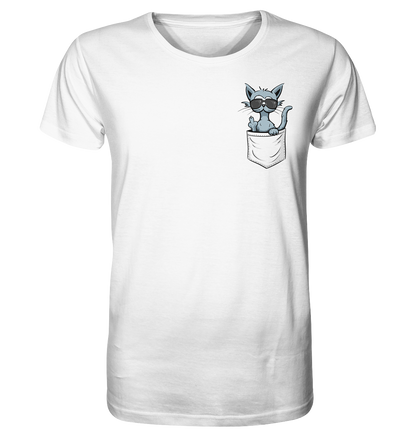 "Fuck Off" Mittelfinger Katze in der Tasche - Organic Shirt