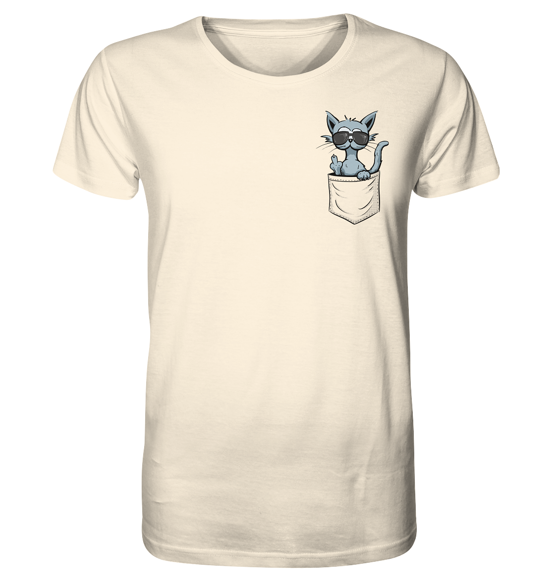 "Fuck Off" Mittelfinger Katze in der Tasche - Organic Shirt
