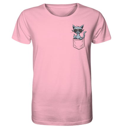 "Fuck Off" Mittelfinger Katze in der Tasche - Organic Shirt