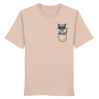 "Fuck Off" Mittelfinger Katze in der Tasche - Organic Shirt