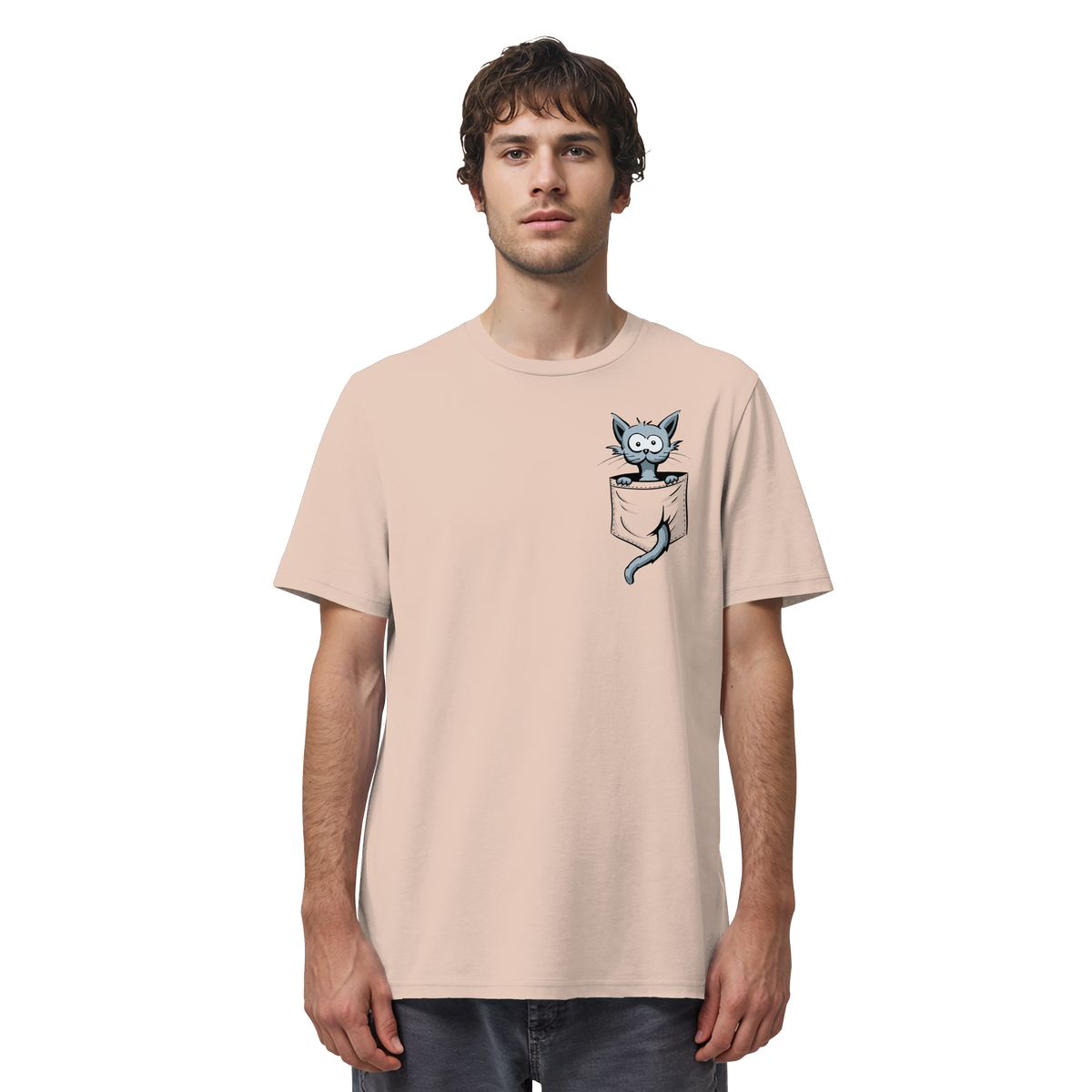 Verrückte Katze in Deiner Brust-Tasche - Organic Shirt
