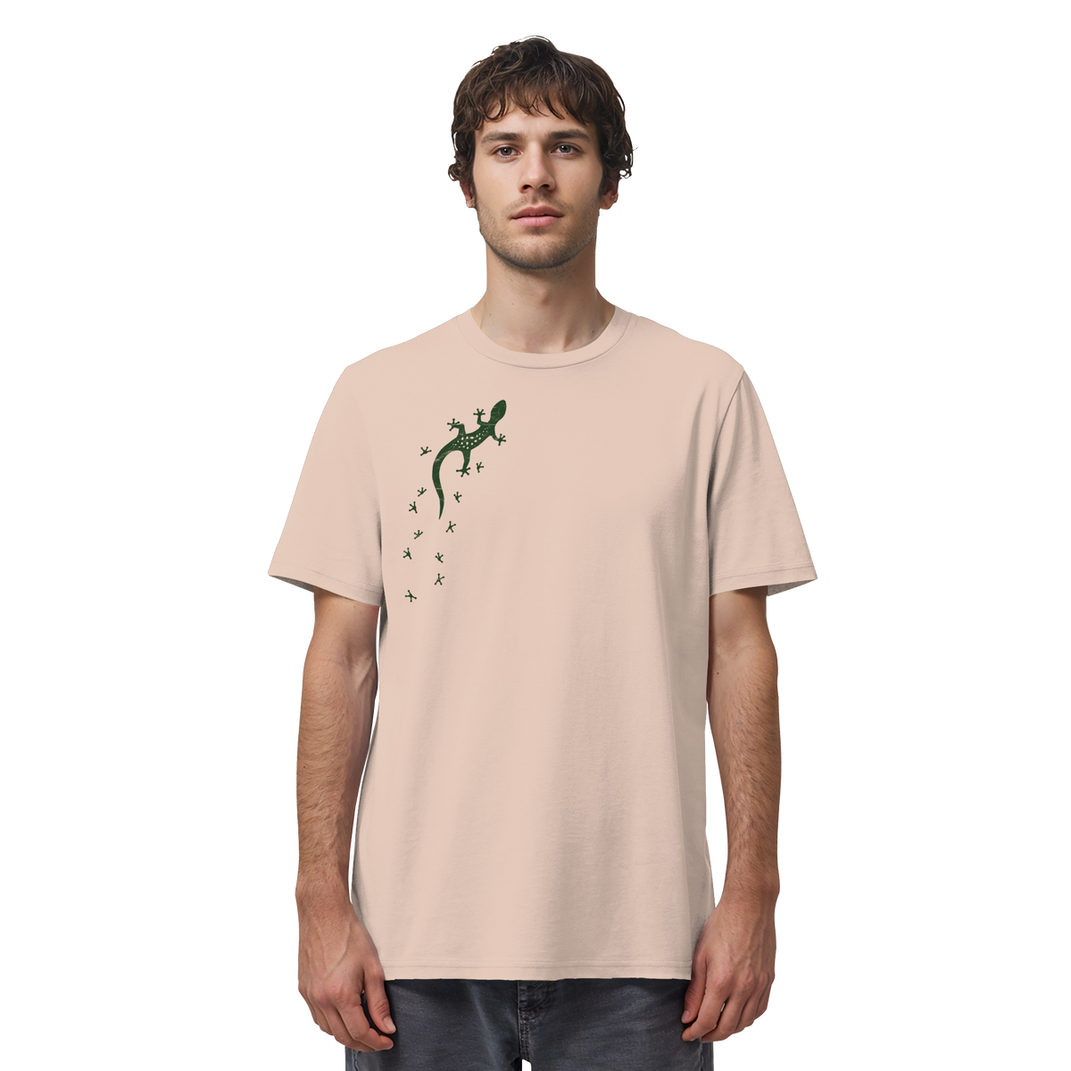 Gecko Eidechse Silhouette dunkel - Organic Shirt