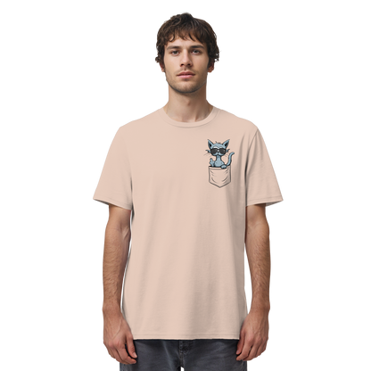 "Fuck Off" Mittelfinger Katze in der Tasche - Organic Shirt