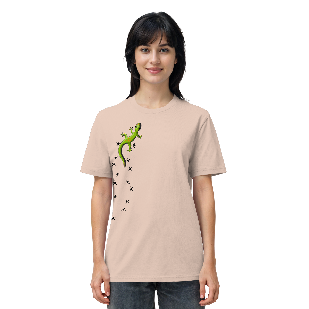 Kletternder Gecko mit Spuren - Organic Shirt