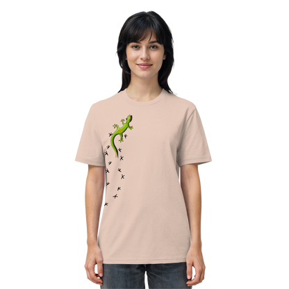 Kletternder Gecko mit Spuren - Organic Shirt