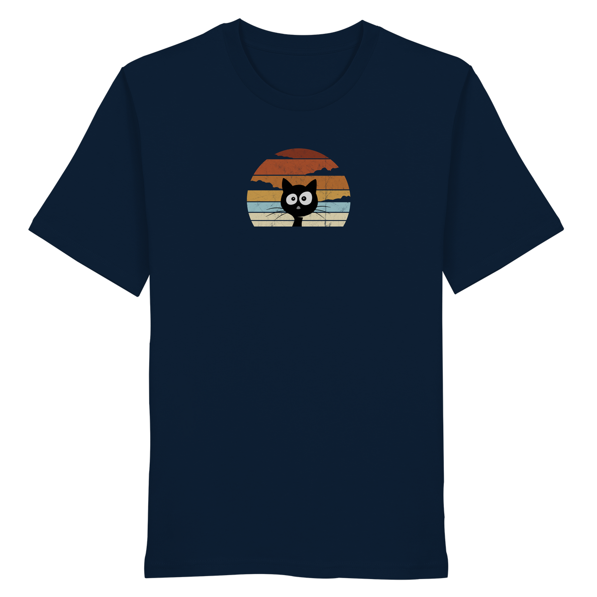 Retro schwarze Katze vor Sonnenuntergang - Organic Shirt