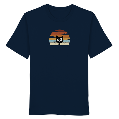Retro schwarze Katze vor Sonnenuntergang - Organic Shirt