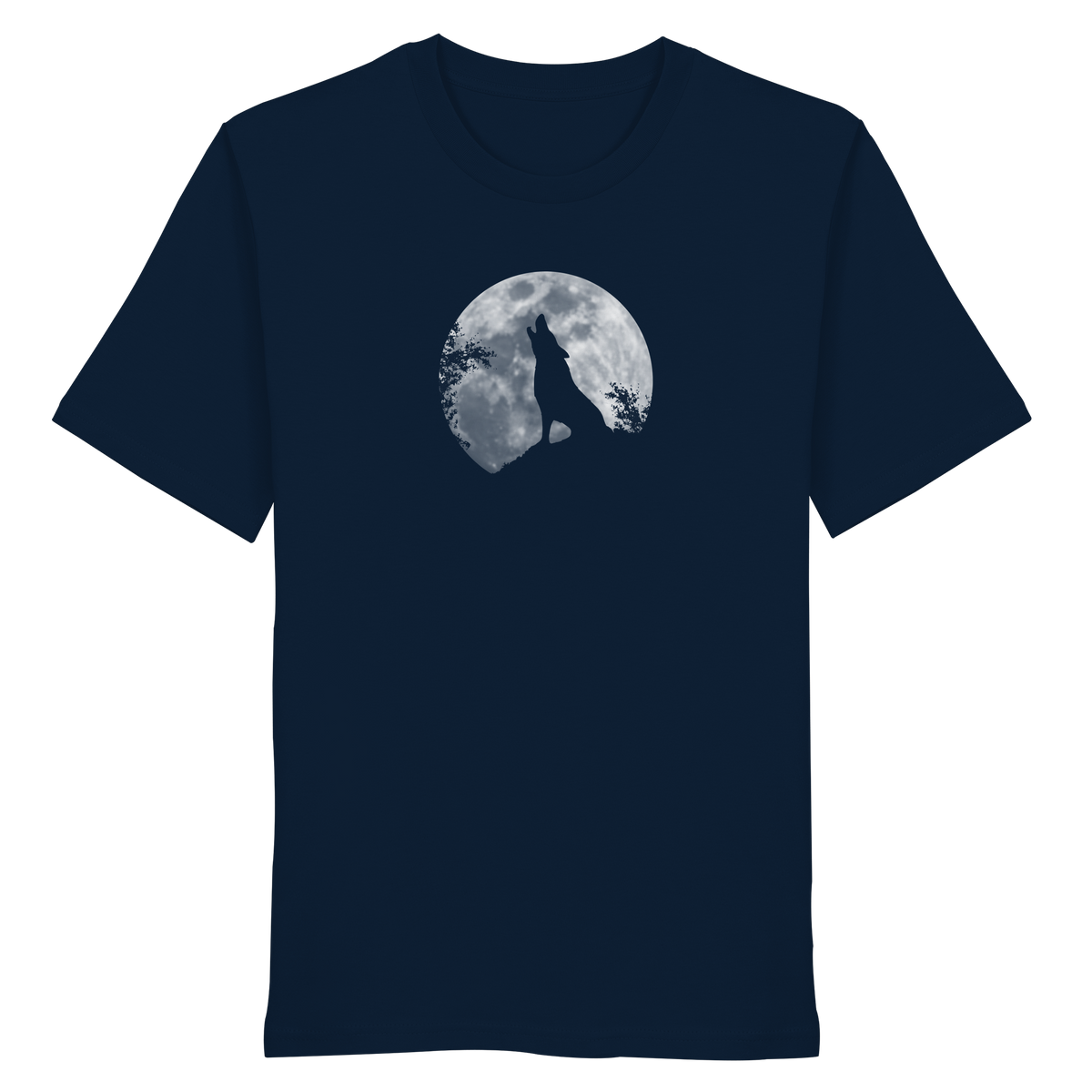 Heulender Wolf Silhouette vor Vollmond - Organic Shirt