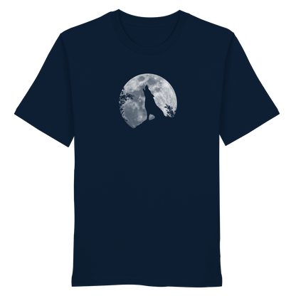 Heulender Wolf Silhouette vor Vollmond - Organic Shirt