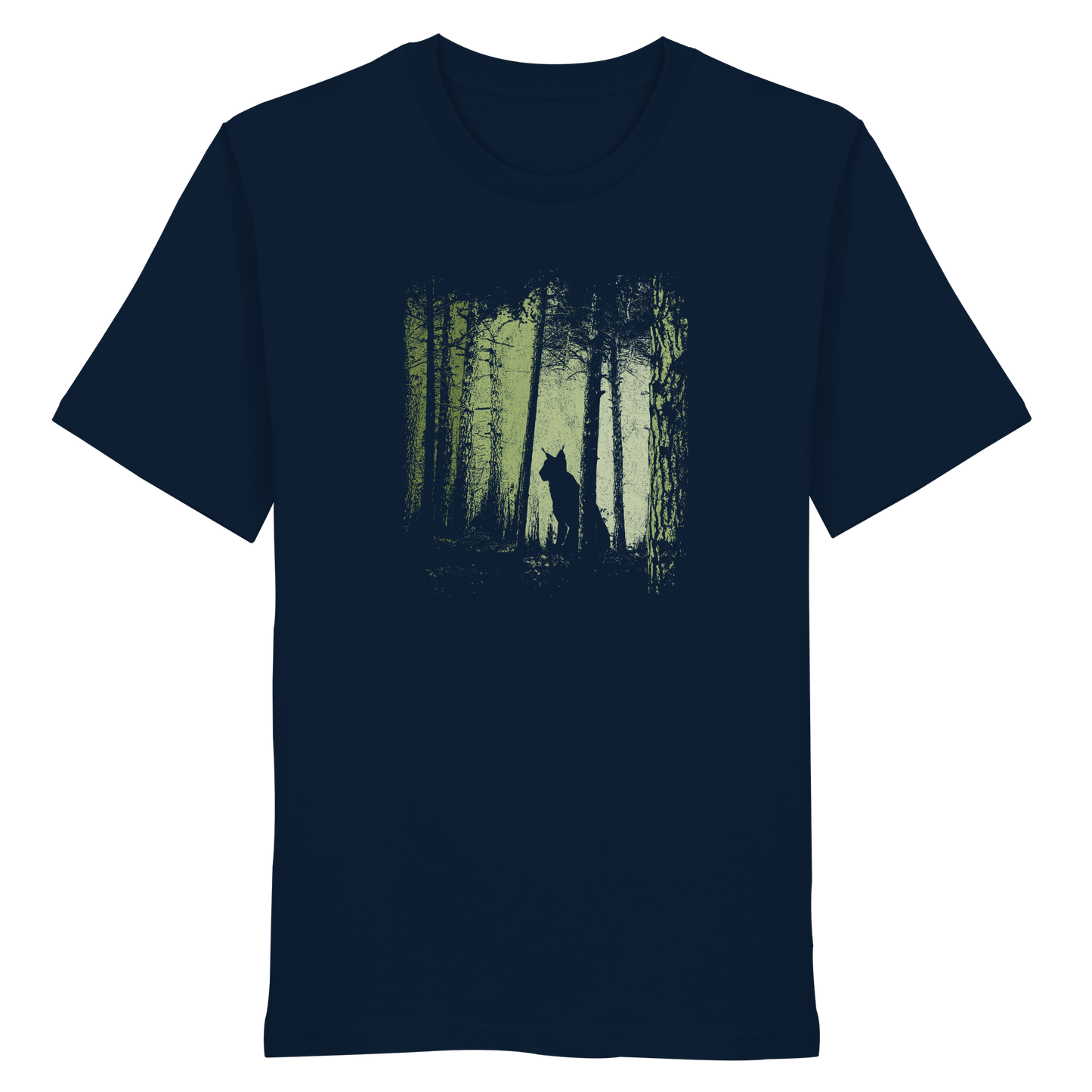 Luchs Wildkatze im Zwielicht Wald - Organic Shirt