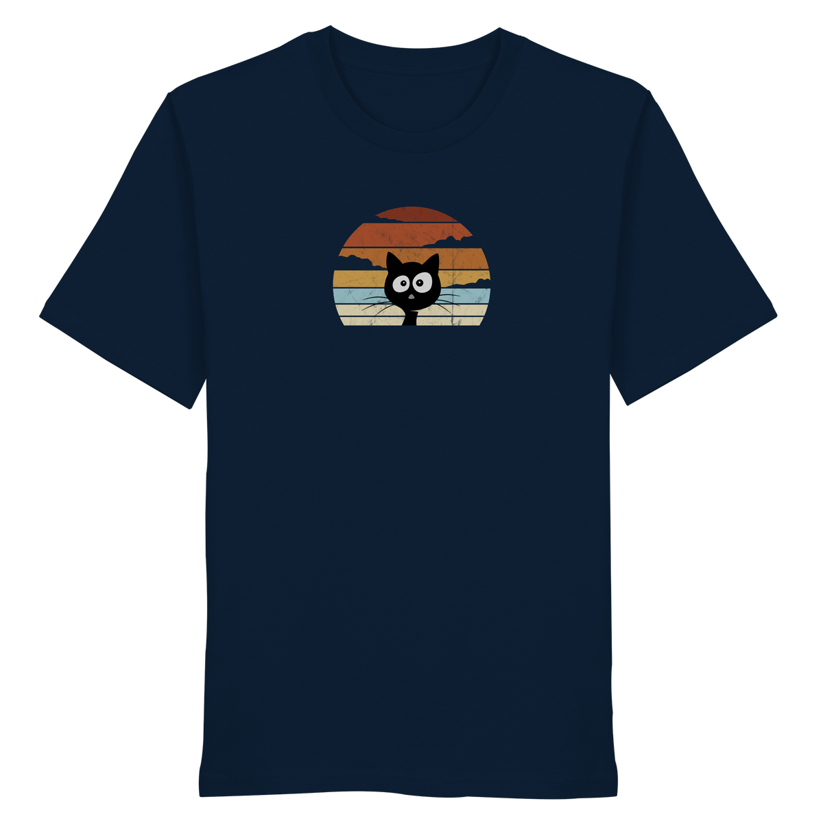 Retro schwarze Katze vor Sonnenuntergang - Organic Shirt