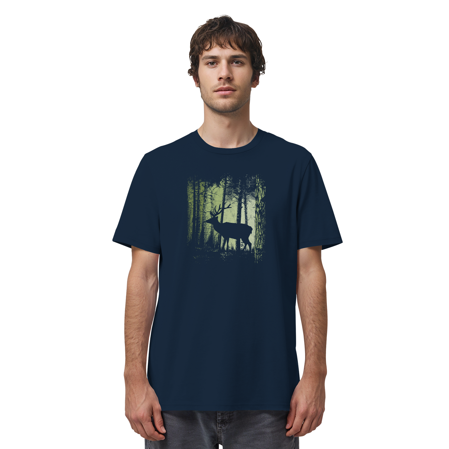 Hirsch im Zwielicht Wald - Organic Shirt