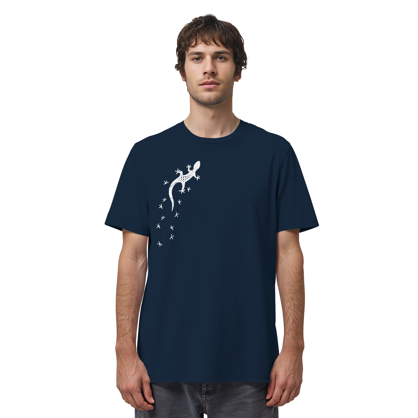 Gecko Eidechse Silhouette hell - Organic Shirt