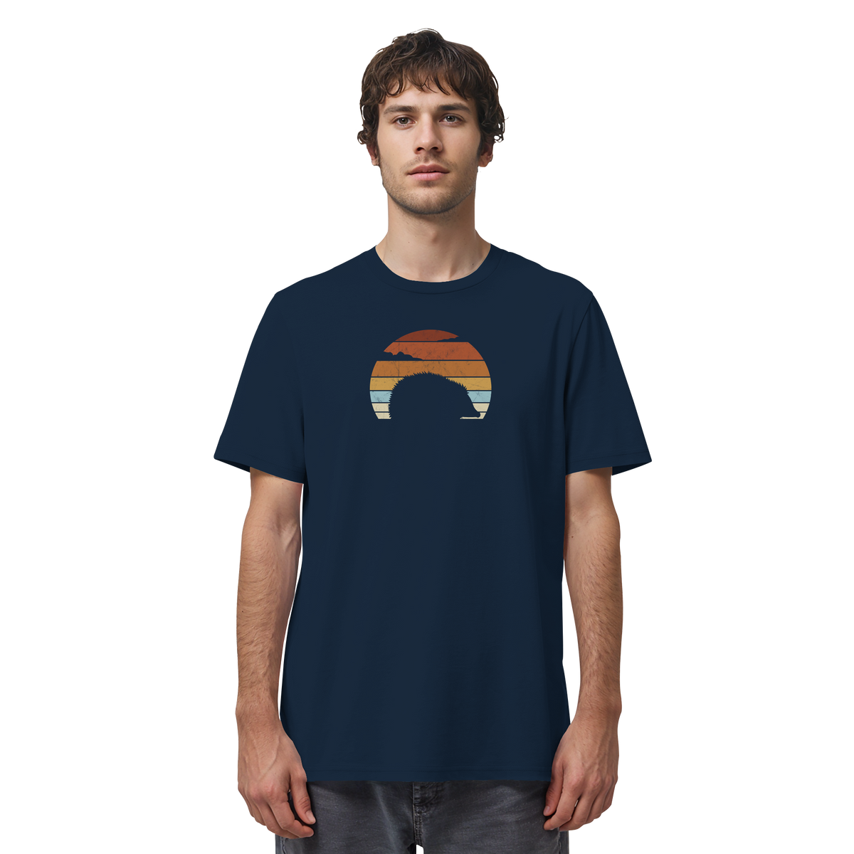 Retro Igel Silhouette im Sonnenuntergang - Organic Shirt