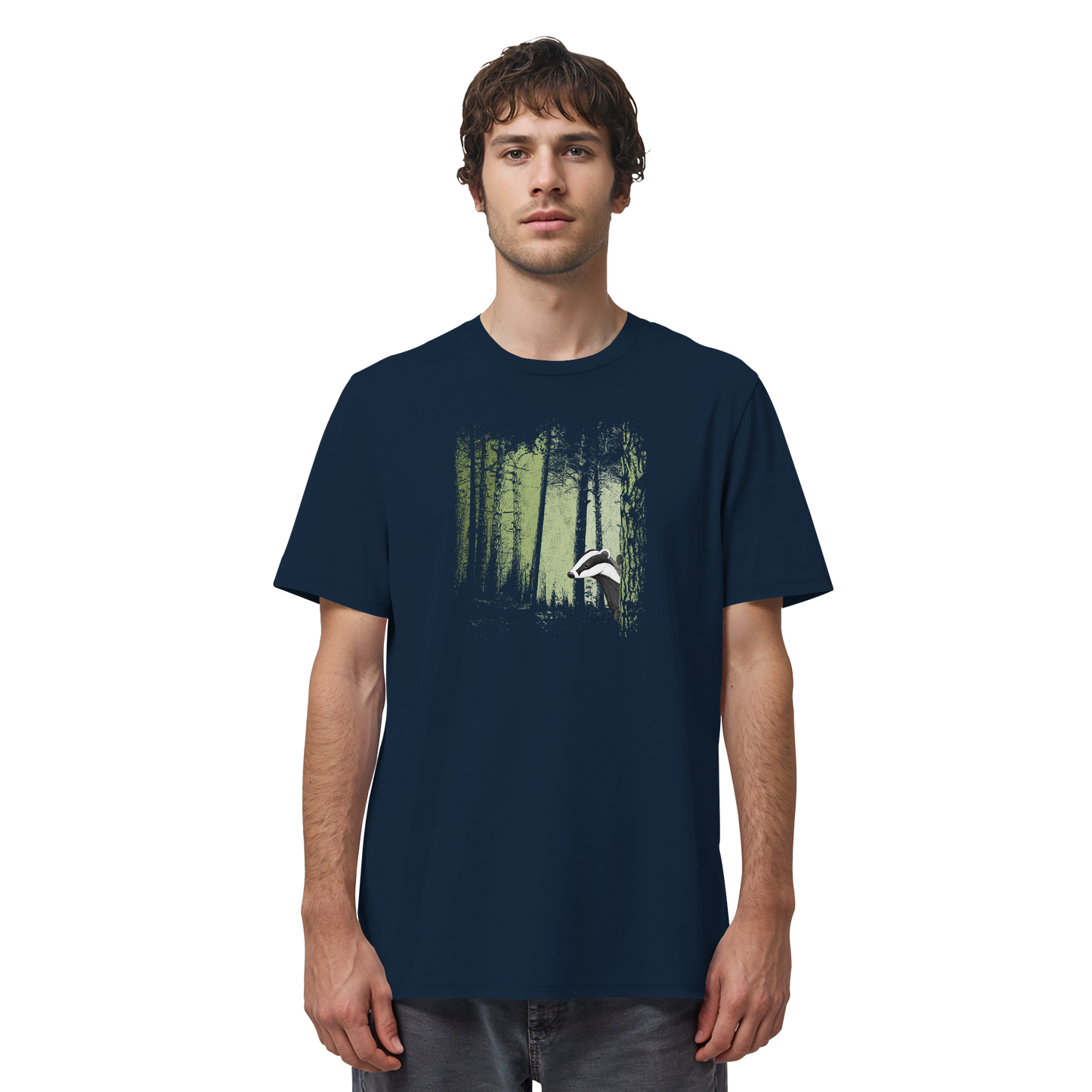 frecher Dachs im Zwielicht Wald - Organic Shirt