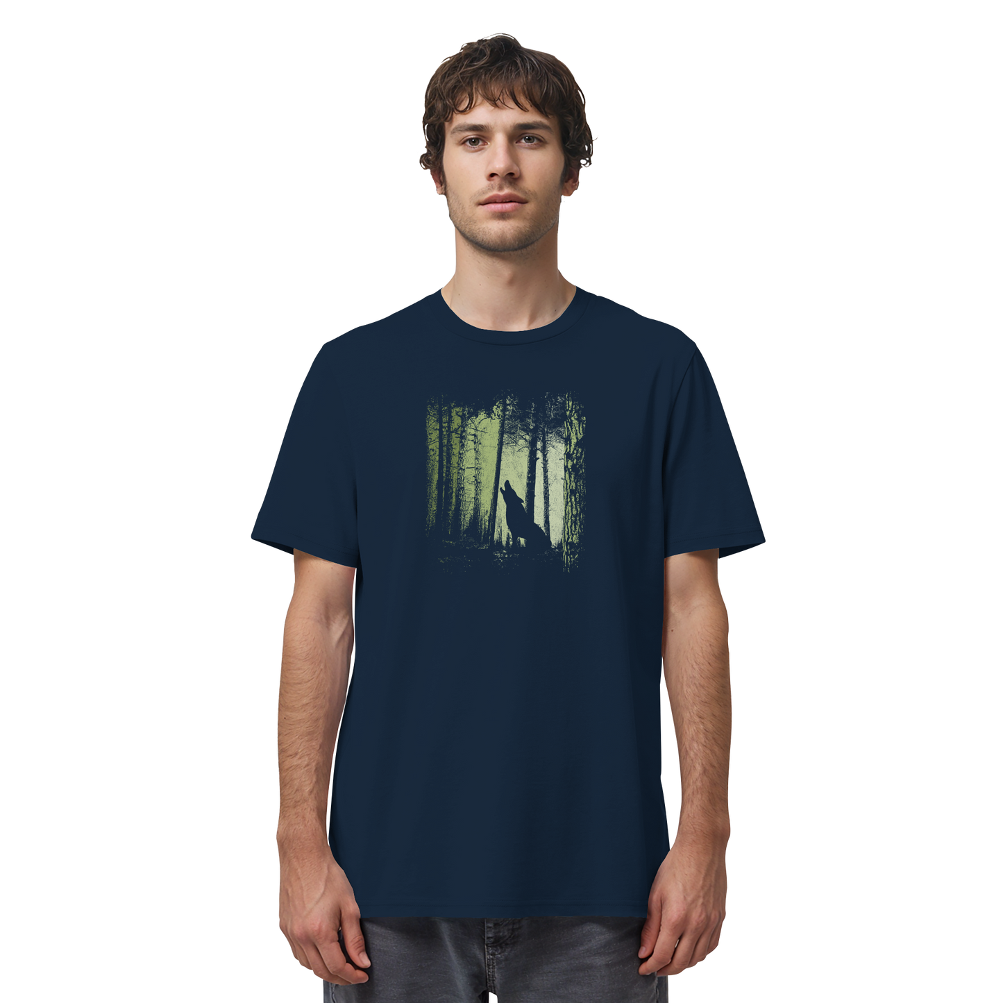 Einsamer Wolf im Zwielicht Wald  - Organic Shirt