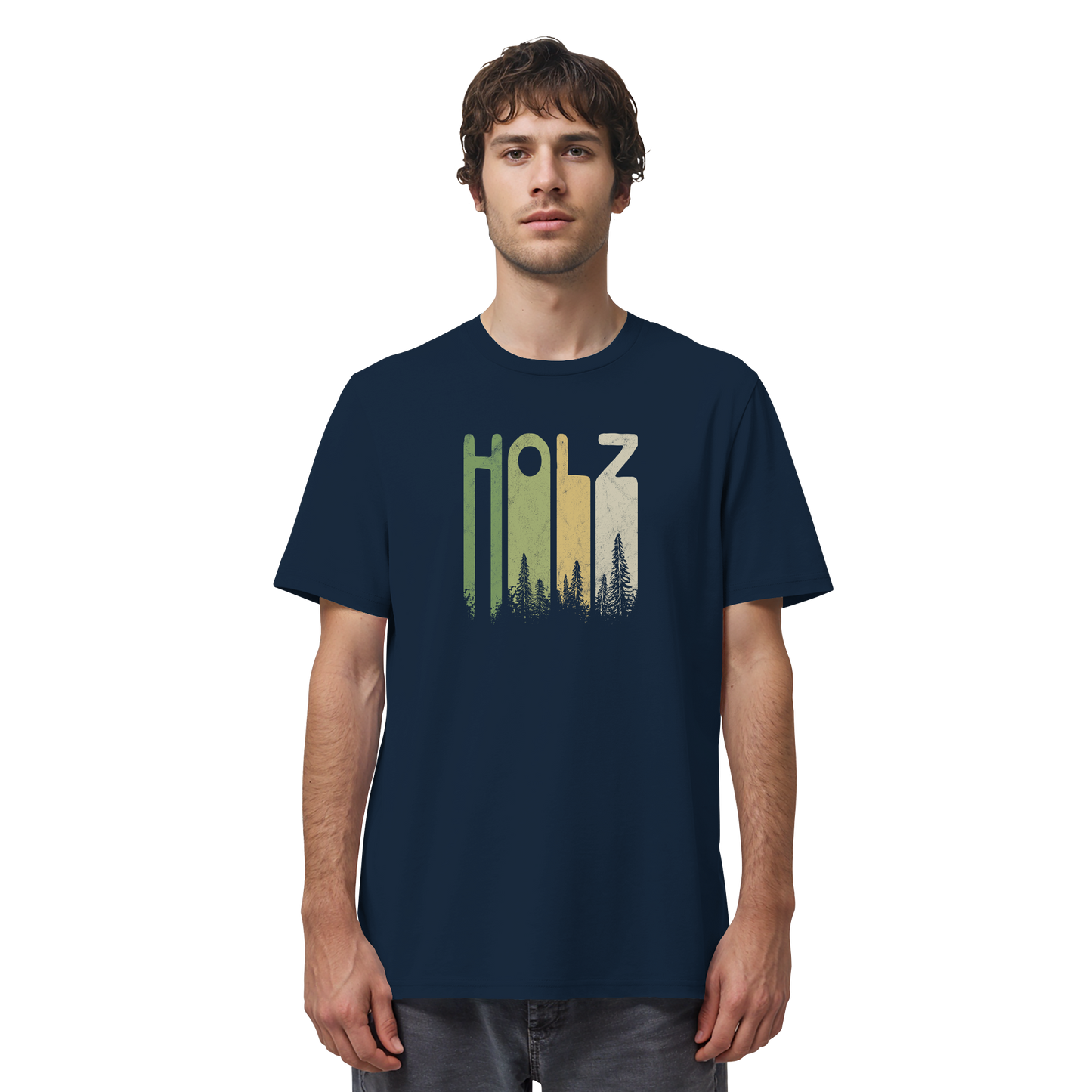 Holz Retro Wald Schriftzug - Organic Shirt