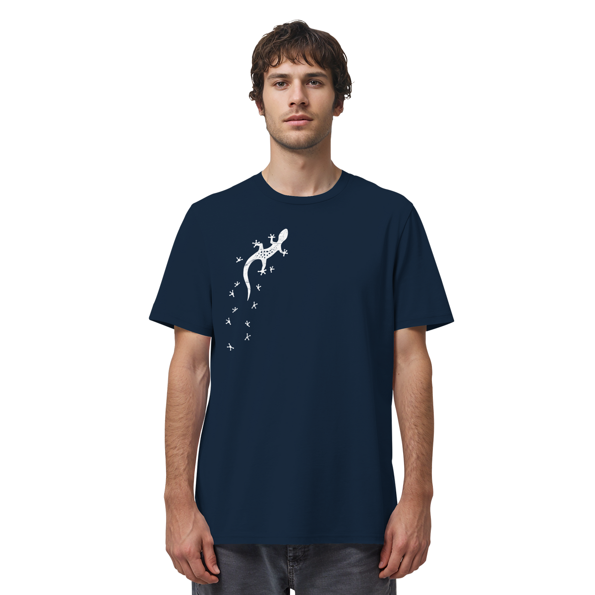 Gecko Eidechse Silhouette hell - Organic Shirt