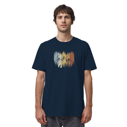 Retro Wald, Berge und Wolf  - Organic Shirt
