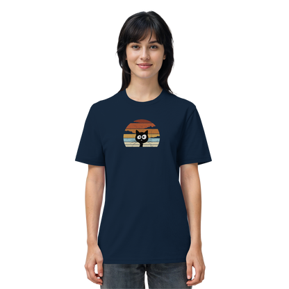 Retro schwarze Katze vor Sonnenuntergang - Organic Shirt