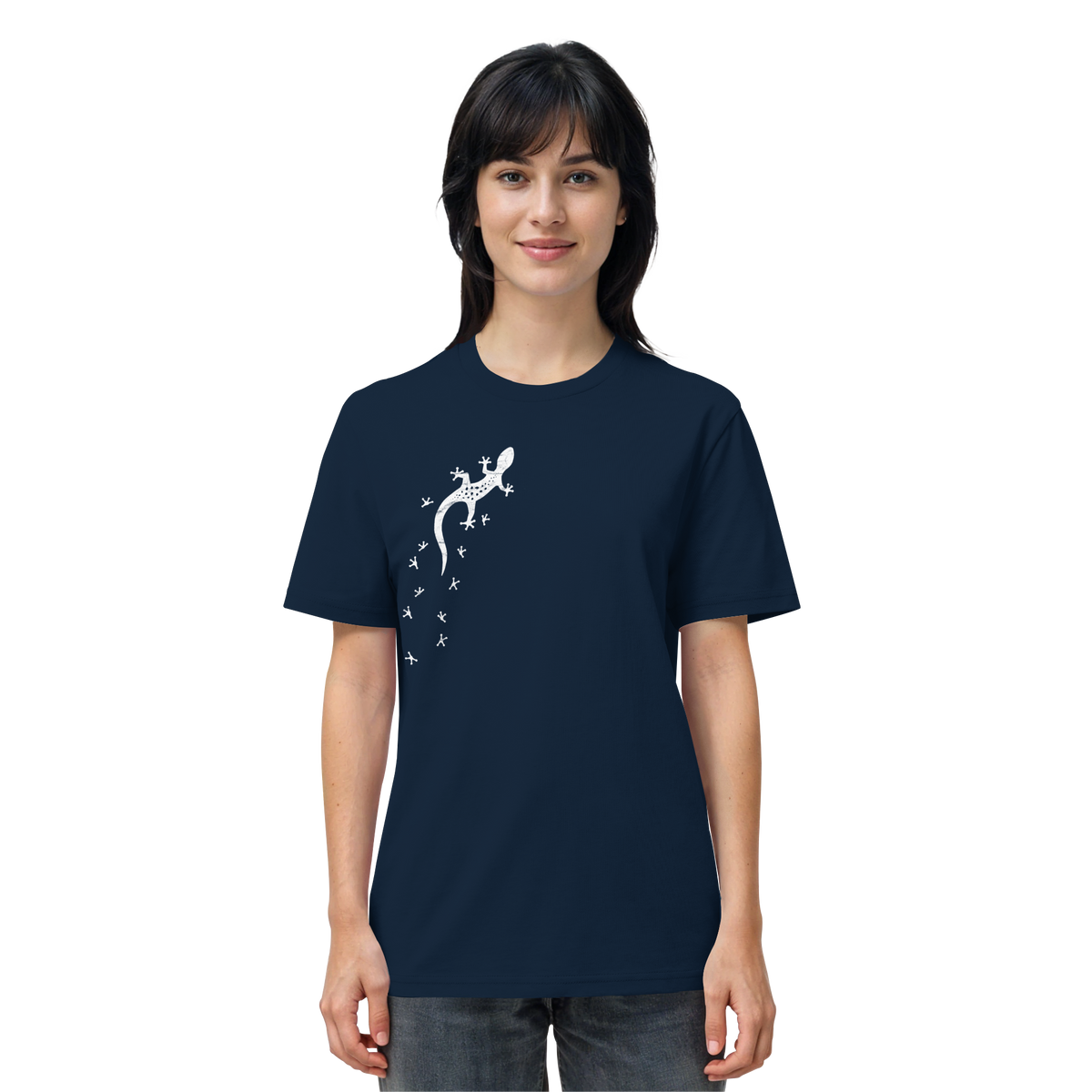 Gecko Eidechse Silhouette hell - Organic Shirt