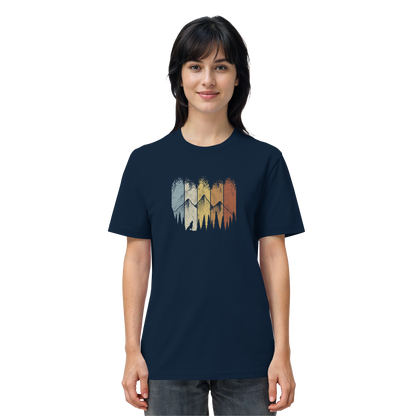 Retro Wald, Berge und Wolf  - Organic Shirt