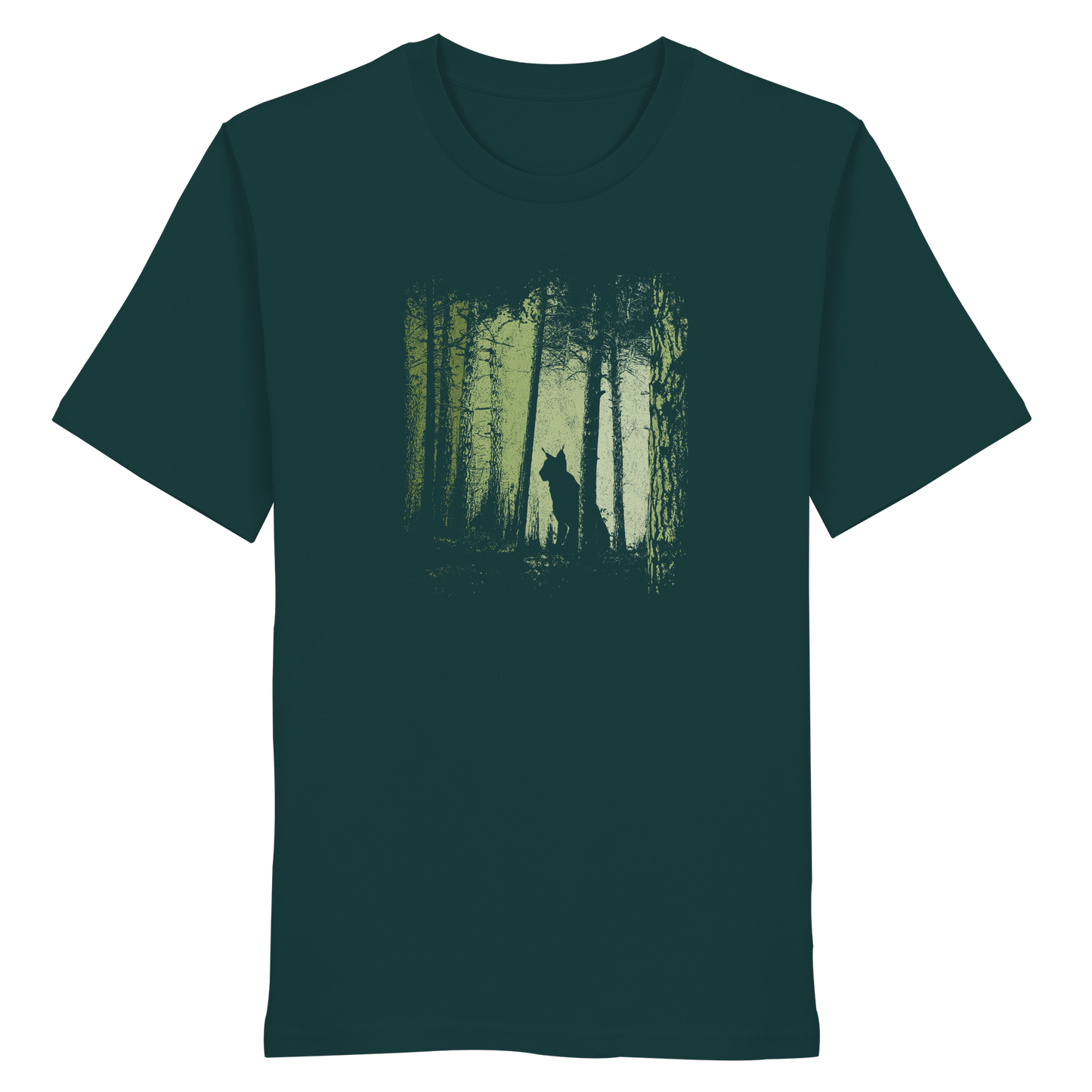 Luchs Wildkatze im Zwielicht Wald - Organic Shirt