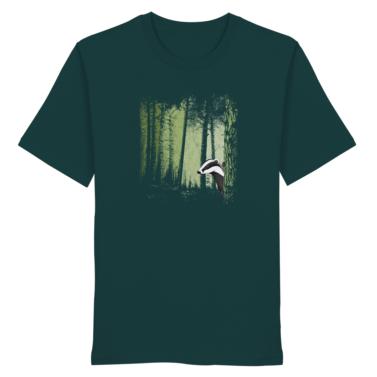 frecher Dachs im Zwielicht Wald - Organic Shirt