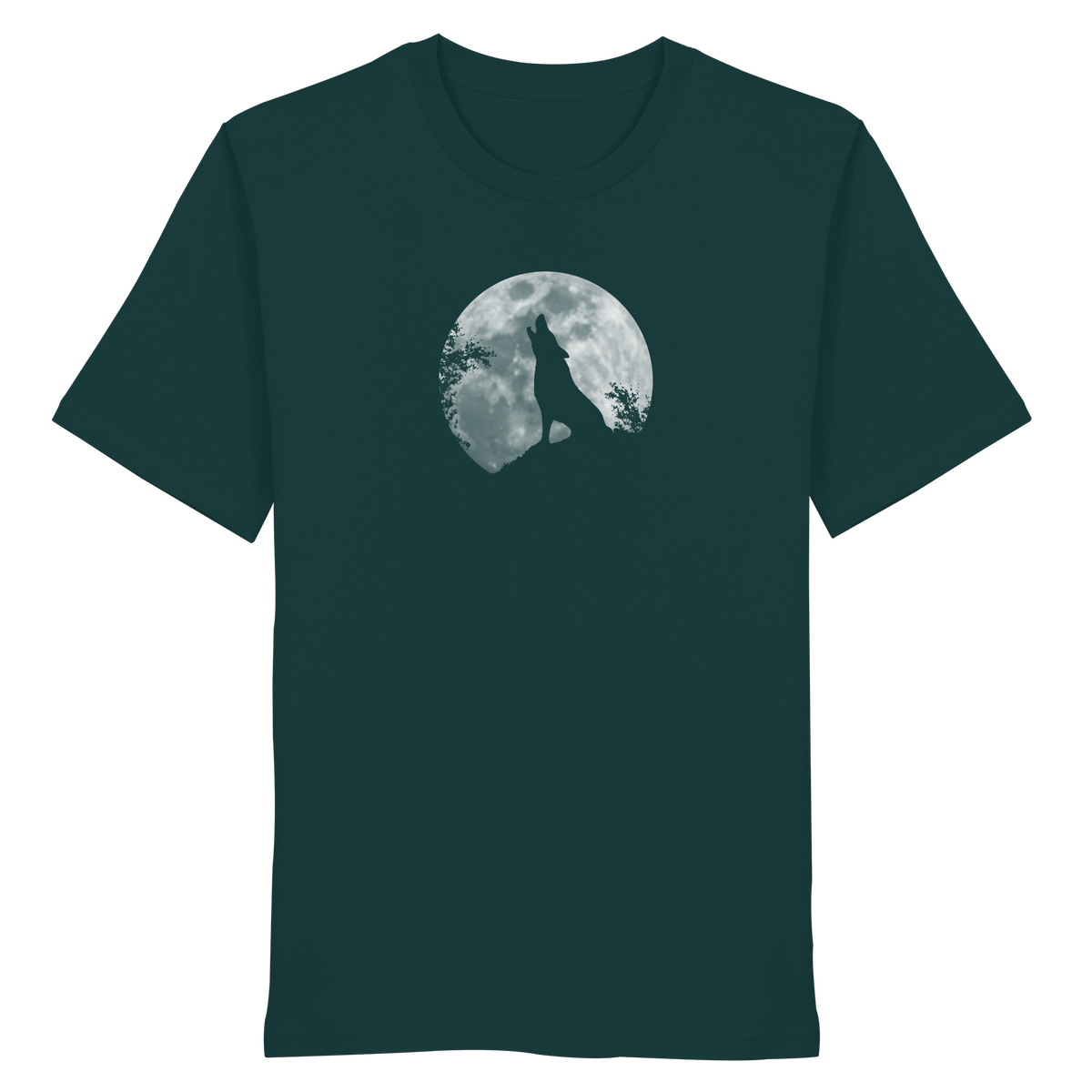 Heulender Wolf Silhouette vor Vollmond - Organic Shirt