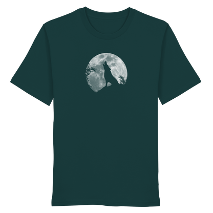 Heulender Wolf Silhouette vor Vollmond - Organic Shirt
