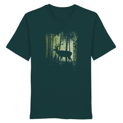 Hirsch im Zwielicht Wald - Organic Shirt