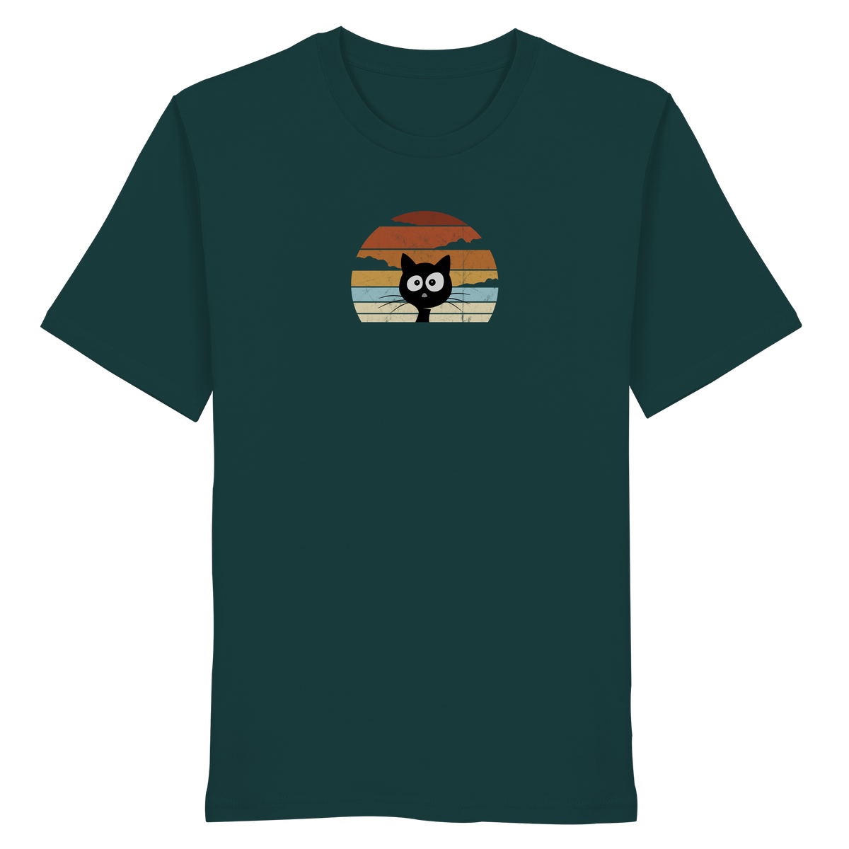 Retro schwarze Katze vor Sonnenuntergang - Organic Shirt