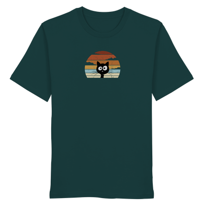 Retro schwarze Katze vor Sonnenuntergang - Organic Shirt