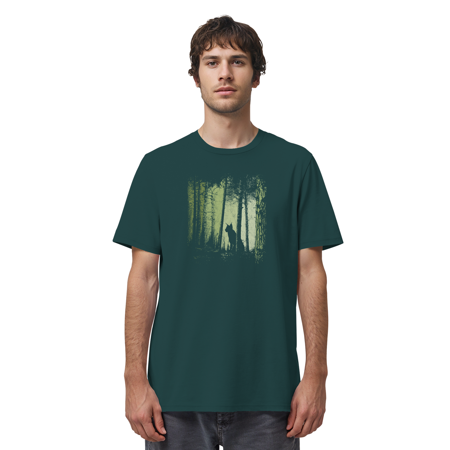 Luchs Wildkatze im Zwielicht Wald - Organic Shirt