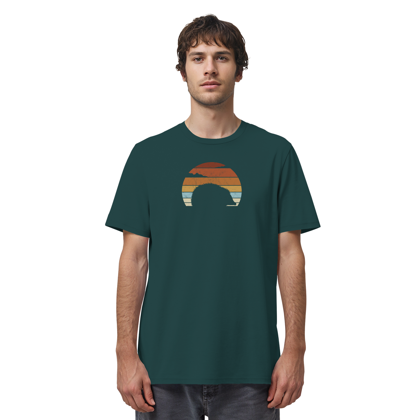 Retro Igel Silhouette im Sonnenuntergang - Organic Shirt