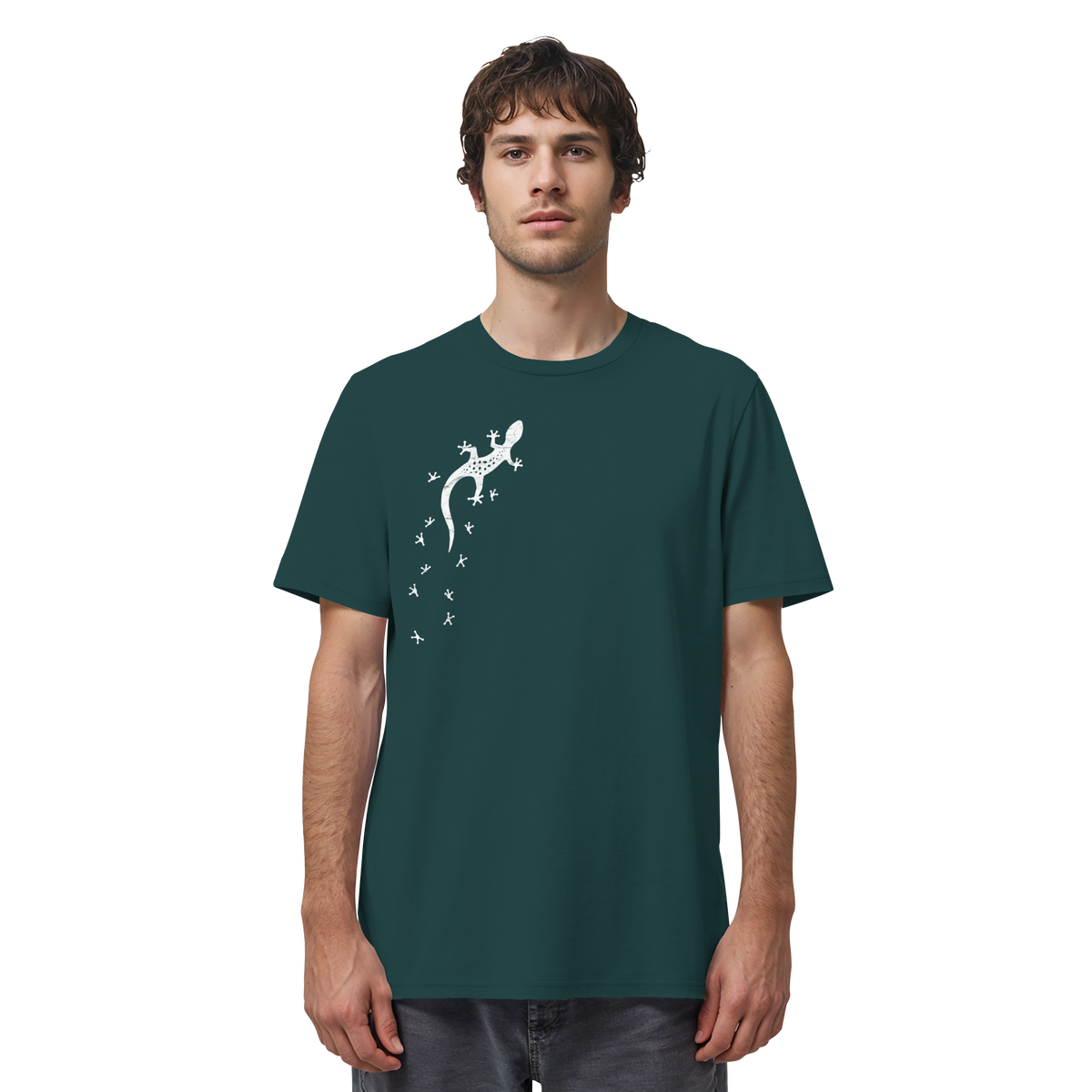 Gecko Eidechse Silhouette hell - Organic Shirt